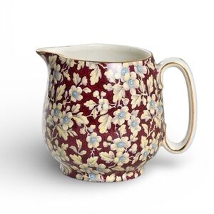Lord Nelson Royal Brocade Chintz Burgundy Floral 16 oz Pitcher